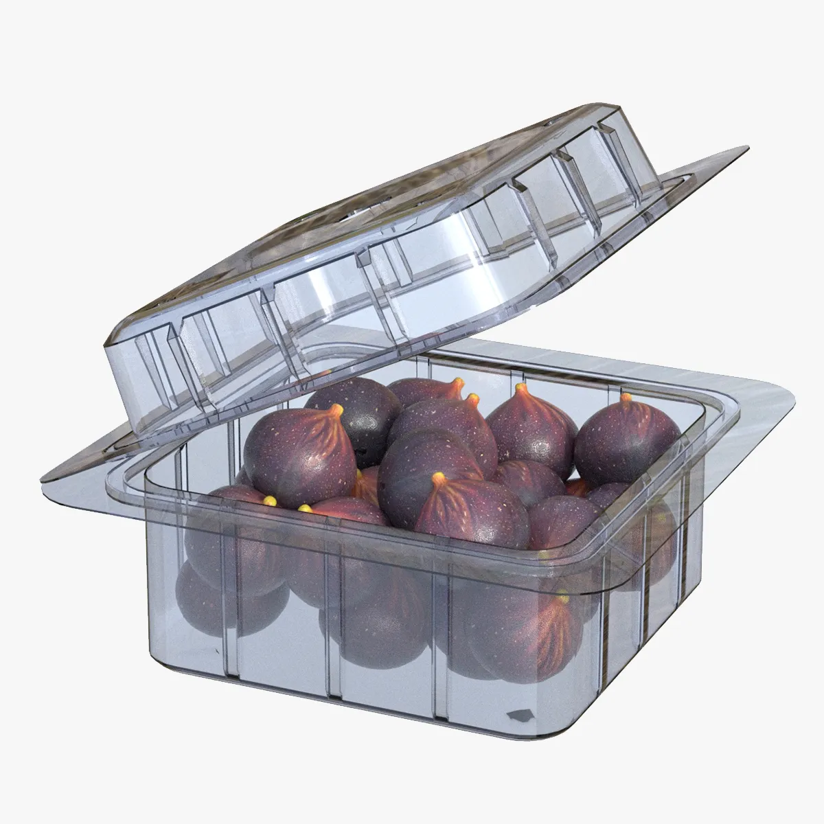 Fig Fruit Box Plastic Transparent 3D Model .c4d .max .obj .3ds .fbx .stl .blend 