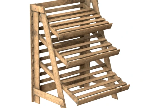 Fruits Large Wooden Rack 3D Model