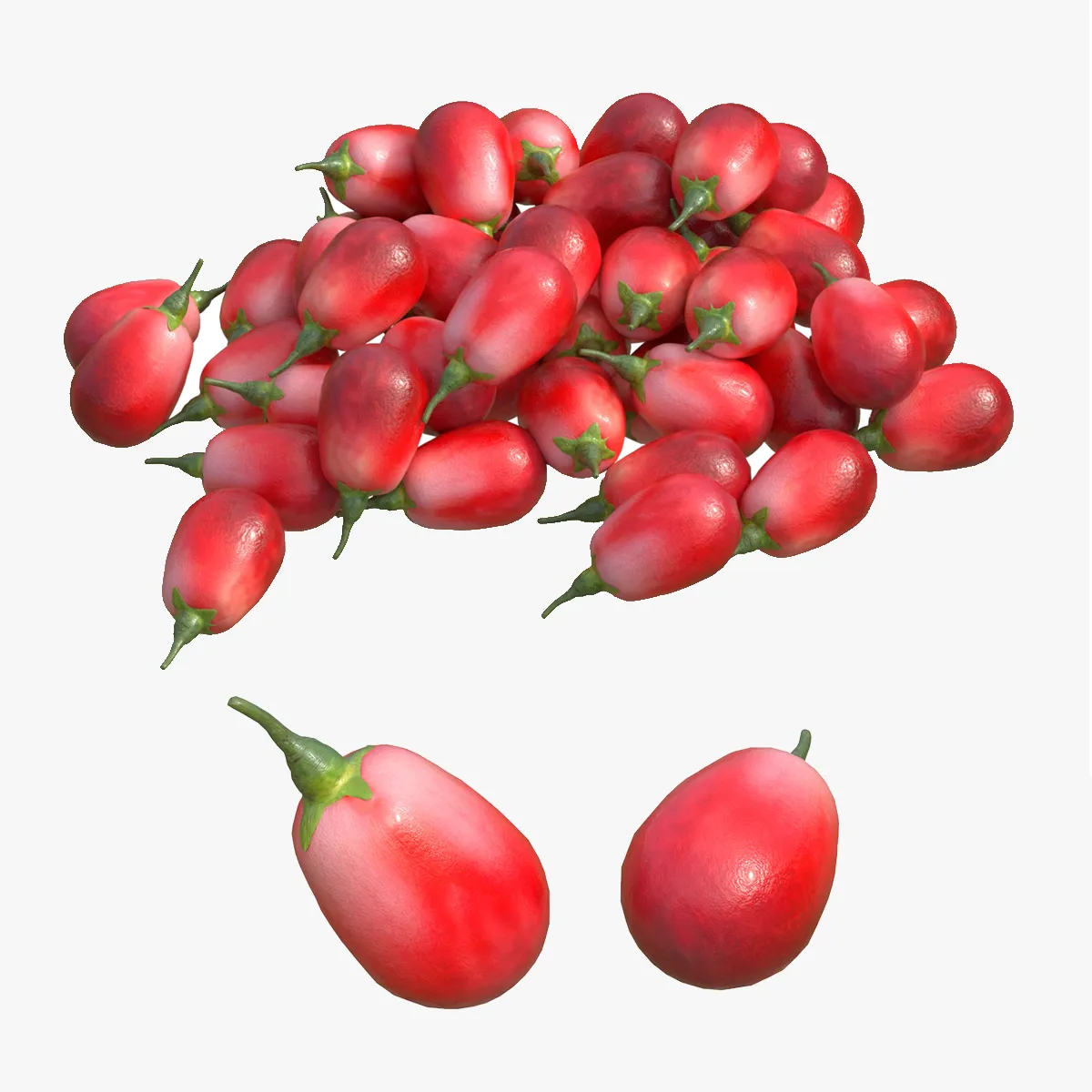 Goji berry Fruit 3D Model .c4d .max .obj .3ds .fbx .stl .blend 