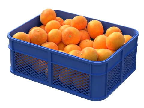 Grapefruit Plastic Crate 3D Model