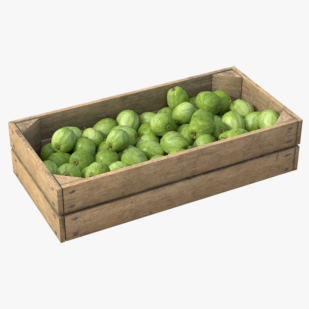 Guava Wooden Crate 3D Model .c4d .max .obj .3ds .fbx .stl .blend 
