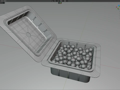 Caixa de Frutas Hippophae Pl&aacute;stico Transparente Modelo 3D