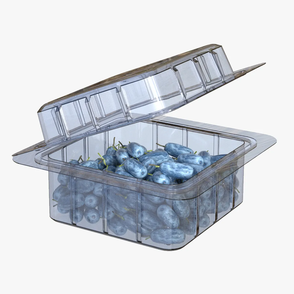 Caixa de Frutas Honeyberry Pl&aacute;stico Transparente Modelo 3D .c4d .max .obj .3ds .fbx .stl .blend 