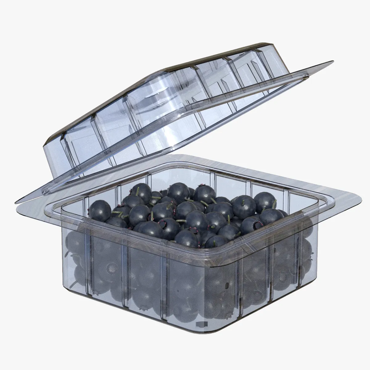 Huckleberry Fruit Box Plastic Transparent 3D Model .c4d .max .obj .3ds .fbx .stl .blend 
