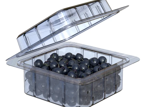 Huckleberry Fruit Box Plastic Transparent 3D Model