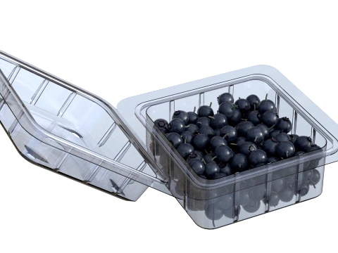 Huckleberry Fruit Box Plastic Transparent 3D Model