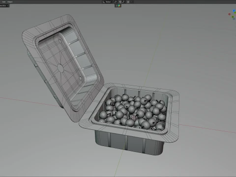 Huckleberry Fruit Box Plastic Transparent 3D Model