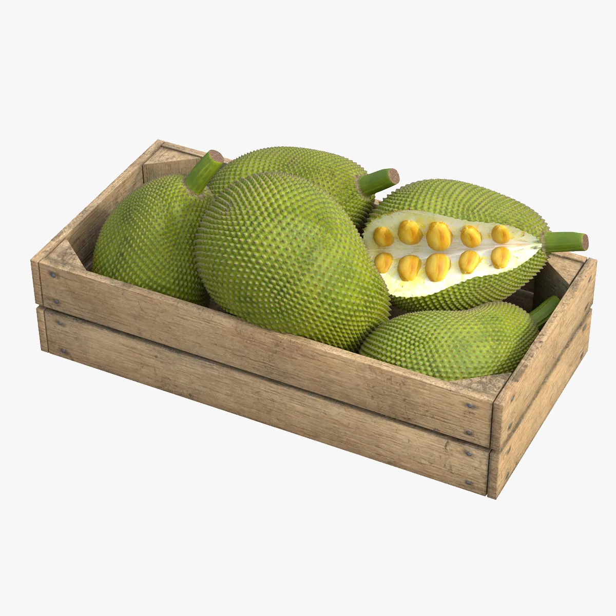 Jackfruit Wooden Crate 3D Model .c4d .max .obj .3ds .fbx .stl .blend