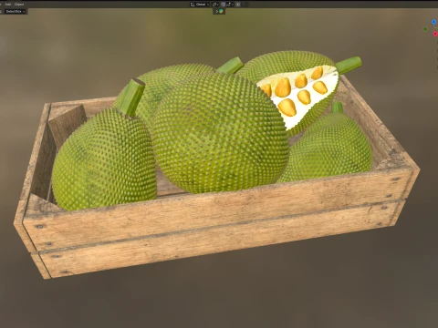 Jackfruit Wooden Crate 3D Model