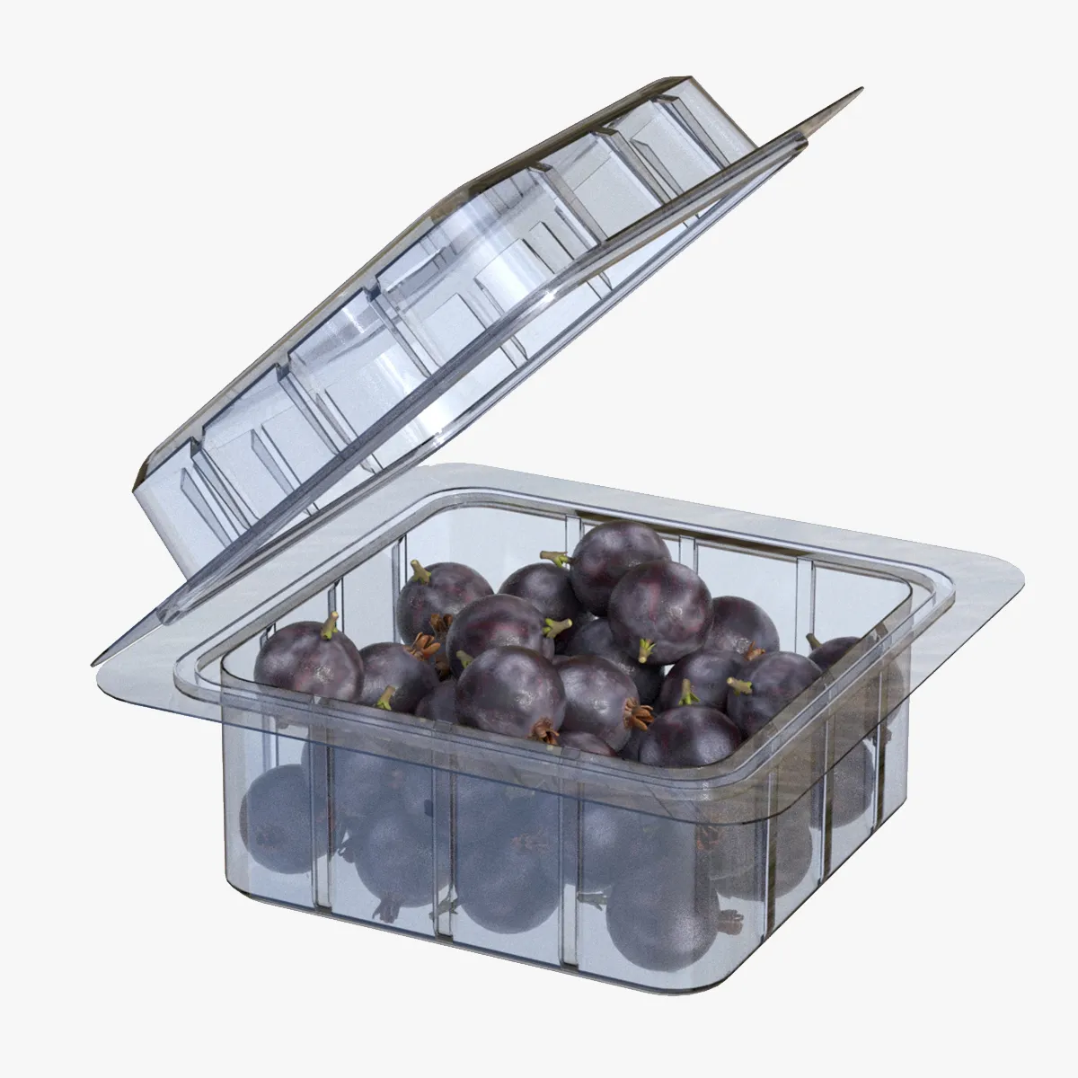 Jostaberry Fruit Box Plastic Transparent 3D Model .c4d .max .obj .3ds .fbx .stl .blend 