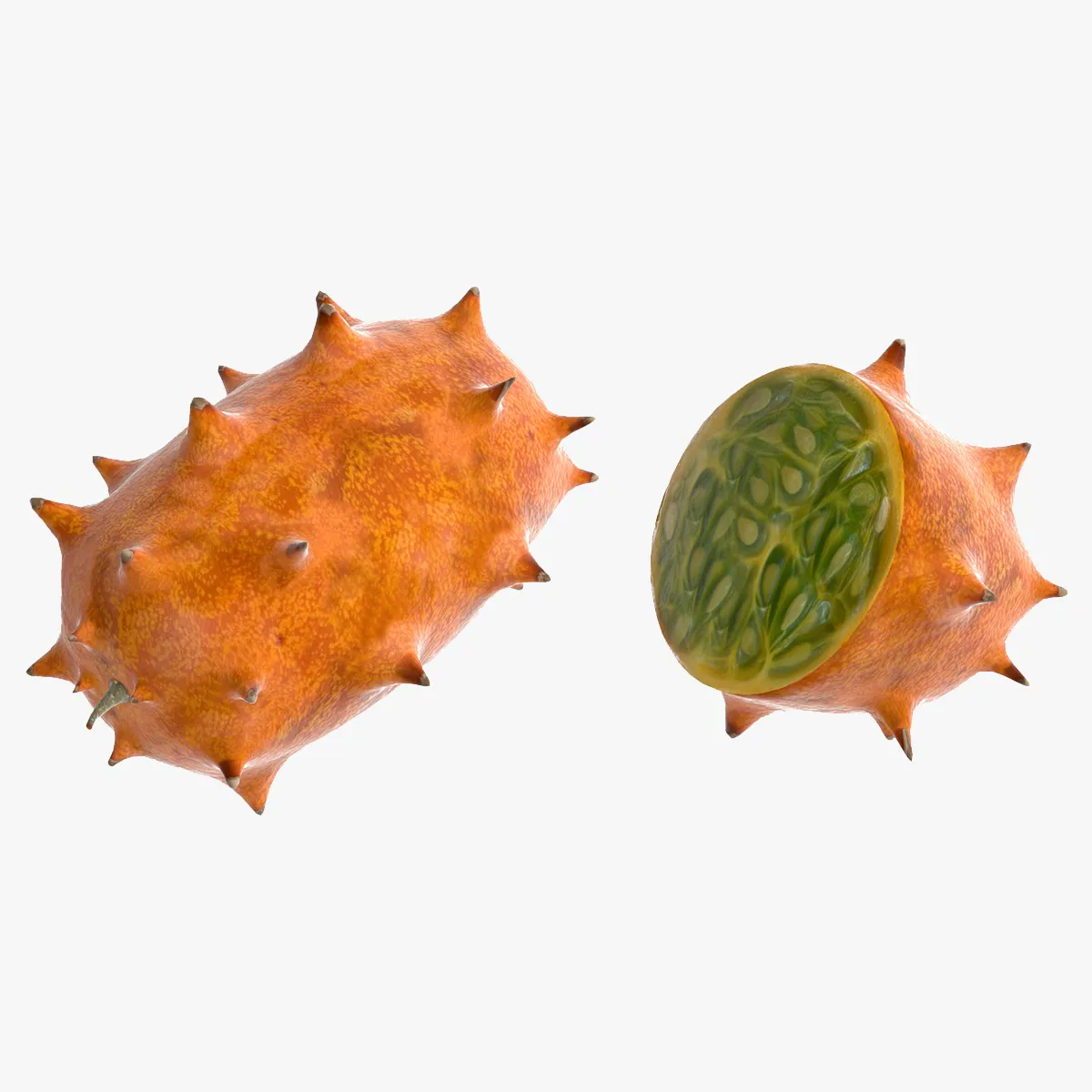 Kiwano Fruit 3D Model .c4d .max .obj .3ds .fbx .stl .blend