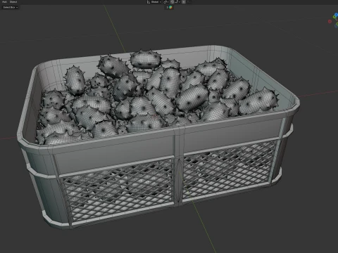 Kiwano Fruit Plastic Crate 3D Model