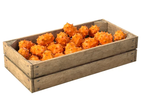 Kiwano Fruit Wooden Crate 3D Model