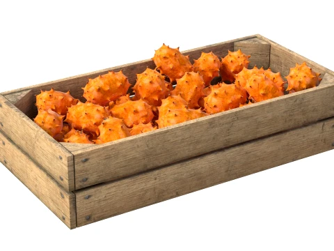 Kiwano Fruit Wooden Crate 3D Model