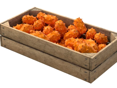 Kiwano Fruit Wooden Crate 3D Model