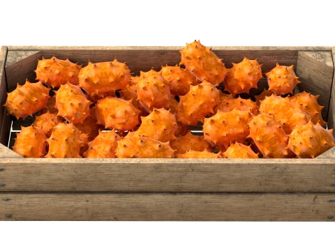 Kiwano Fruit Wooden Crate 3D Model