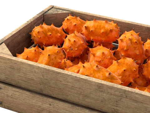 Kiwano Fruit Wooden Crate 3D Model