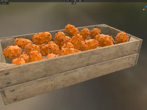 Kiwano Fruit Wooden Crate 3D Model