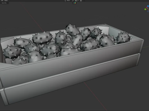 Kiwano Fruit Wooden Crate 3D Model