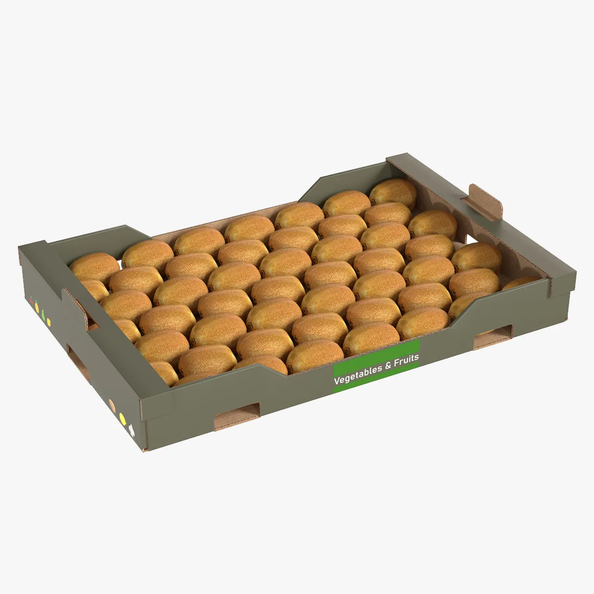 Kiwi Cardboard Fruit Box 3D Model .c4d .max .obj .3ds .fbx .stl .blend 