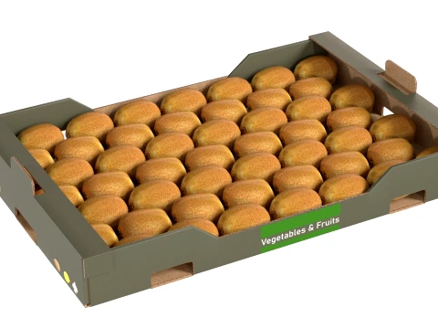 Kiwi Cardboard Fruit Box 3D Model