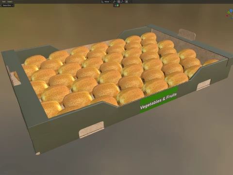 Kiwi Cardboard Fruit Box 3D Model