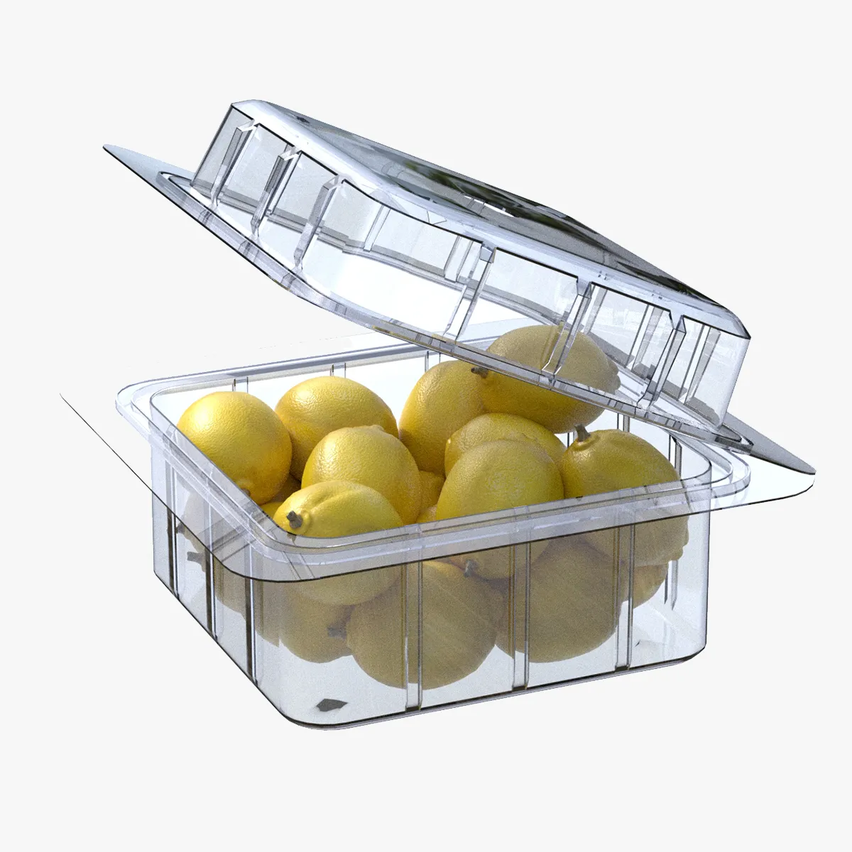 Lemon Fruit Box Plastic Transparent 3D Model .c4d .max .obj .3ds .fbx .stl .blend 