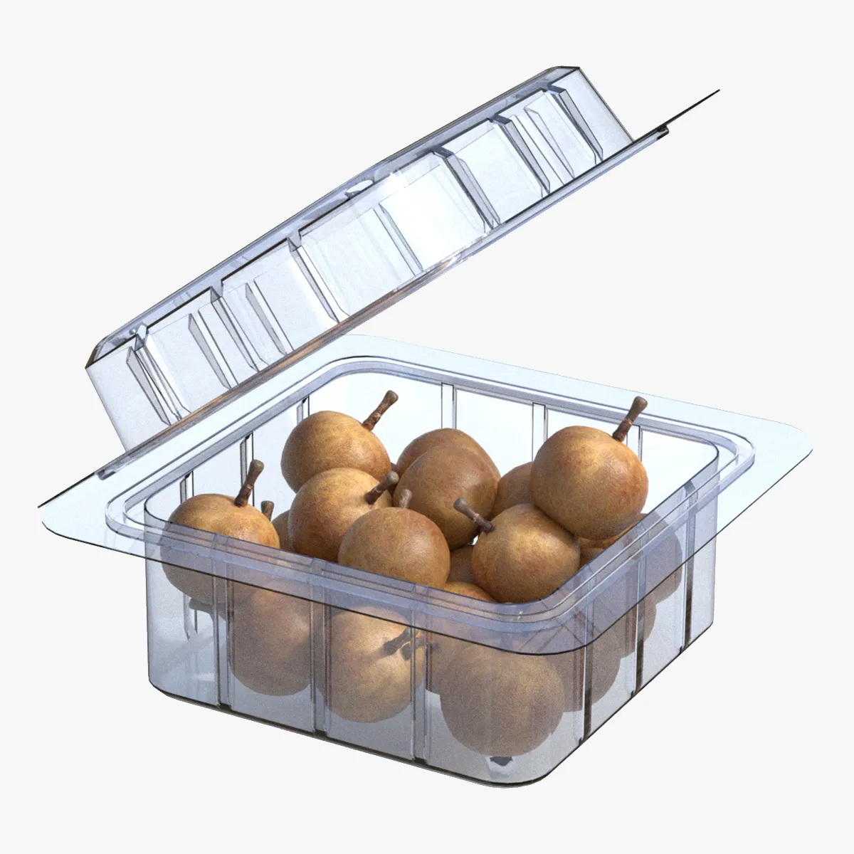 Longan Fruit Box Plastic Transparent 3D Model .c4d .max .obj .3ds .fbx .stl .blend 