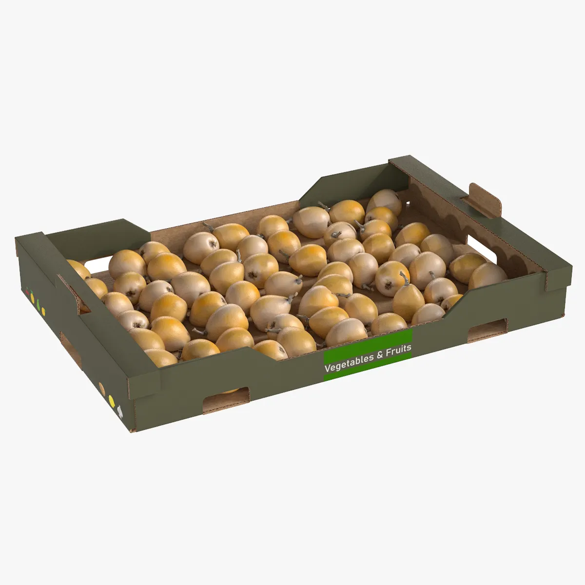 Loquat Cardboard Fruit Box 3D Model .c4d .max .obj .3ds .fbx .stl .blend 