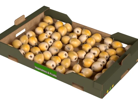 Loquat Cardboard Fruit Box 3D Model