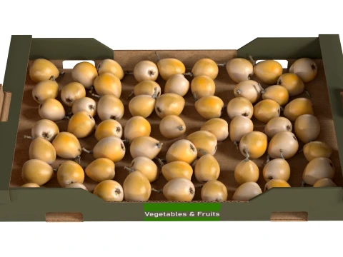 Loquat Cardboard Fruit Box 3D Model