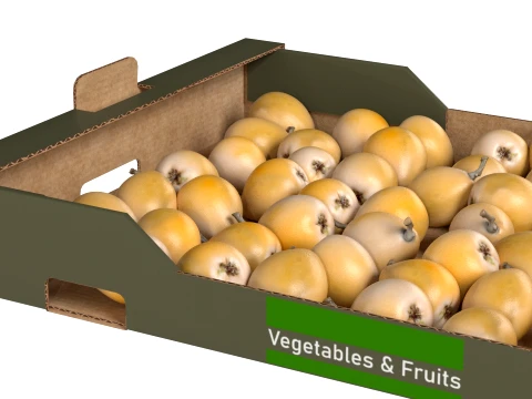 Loquat Cardboard Fruit Box 3D Model
