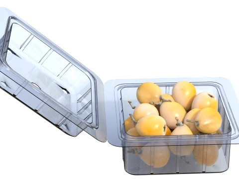 Caixa de Frutas N&ecirc;spera Pl&aacute;stico Transparente Modelo 3D