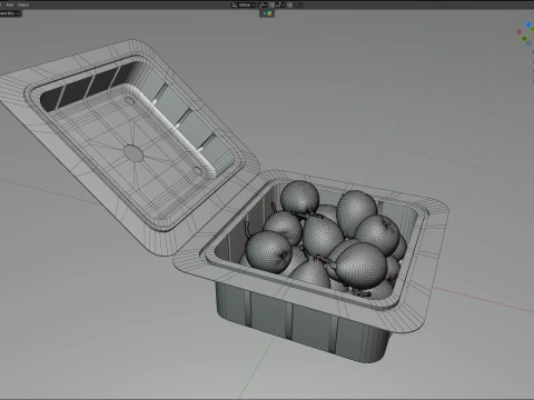 Caixa de Frutas N&ecirc;spera Pl&aacute;stico Transparente Modelo 3D