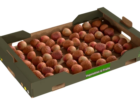 Lychee Cardboard Fruit Box 3D Model