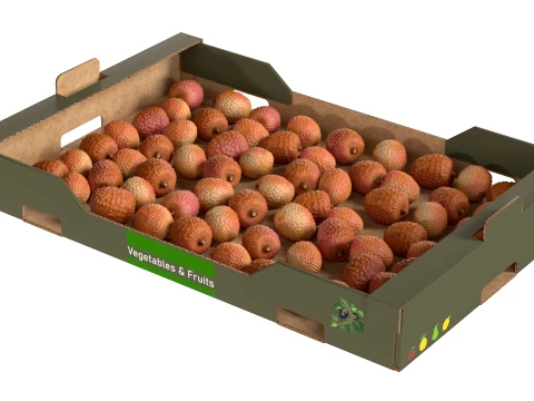 Lychee Cardboard Fruit Box 3D Model