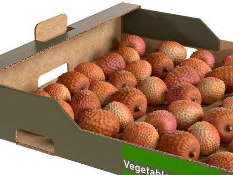 Lychee Cardboard Fruit Box 3D Model