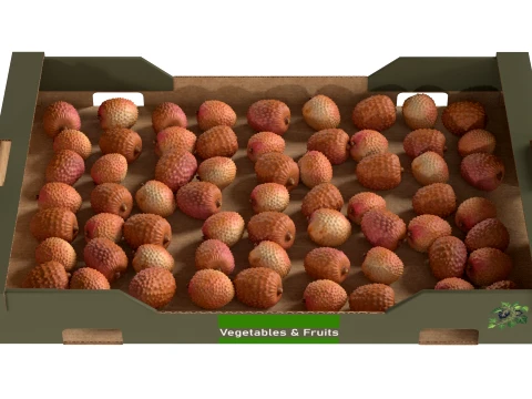 Lychee Cardboard Fruit Box 3D Model