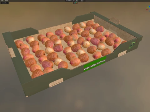 Lychee Cardboard Fruit Box 3D Model
