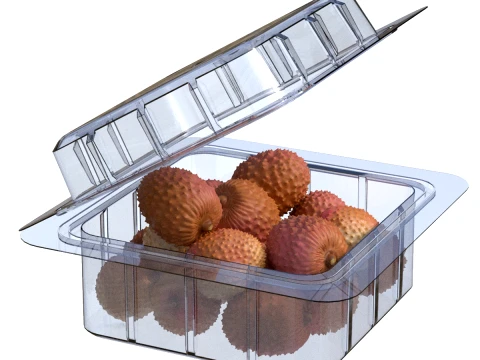 Lychee Fruit Box Plastic Transparent 3D Model