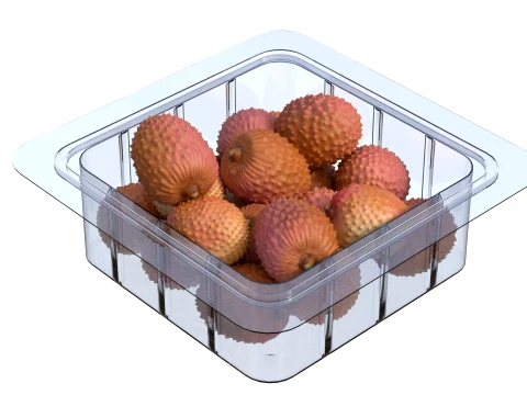 Lychee Fruit Box Plastic Transparent 3D Model