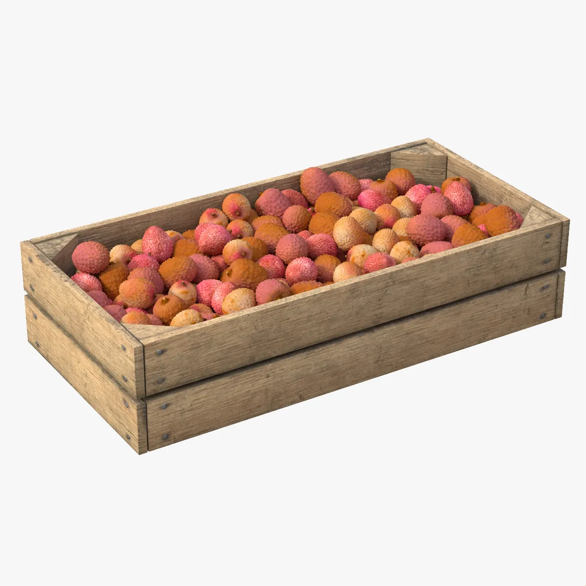 Lychee Wooden Crate 3D Model .c4d .max .obj .3ds .fbx .stl .blend 