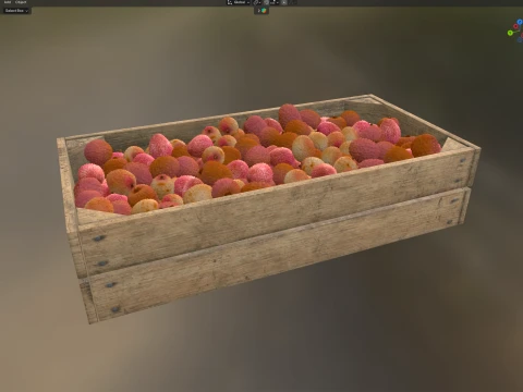 Lychee Wooden Crate 3D Model