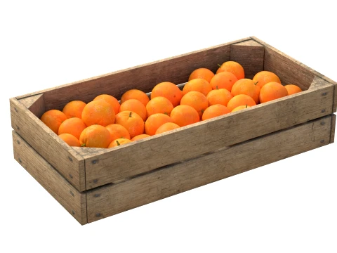 Mandarin Wooden Crate 3D Model
