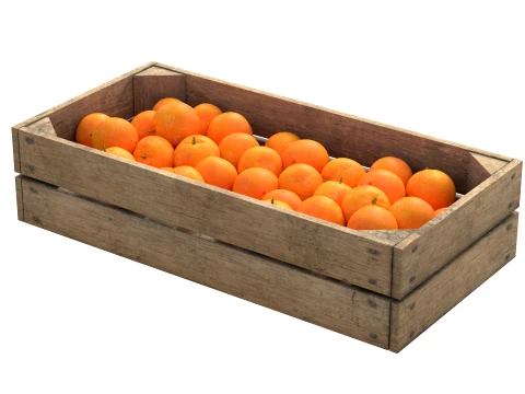 Mandarin Wooden Crate 3D Model