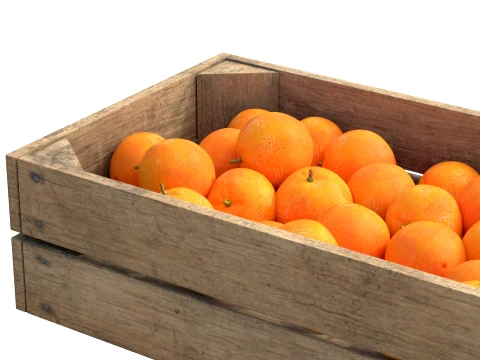 Mandarin Wooden Crate 3D Model