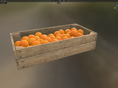 Mandarin Wooden Crate 3D Model