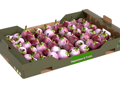 Mangosteen Cardboard Fruit Box 3D Model