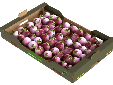 Mangosteen Cardboard Fruit Box 3D Model