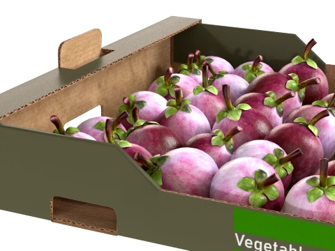Mangosteen Cardboard Fruit Box 3D Model